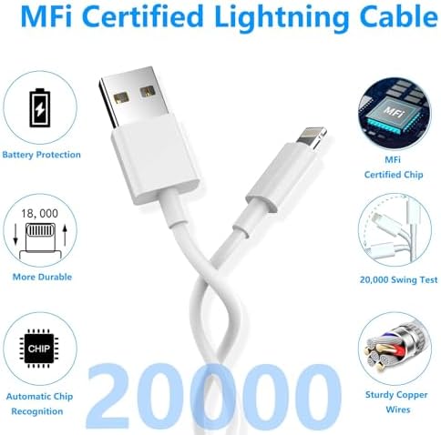 Swift Charge 20 W USB-C Charger for i Phone 15 & i Pad – 6 FT Cable Included – Rapid Power Solution for i Phone 16 Pro Max, i Pad Pro, Mini & Air – Lightweight, Durable, and Versatile Charging Block for All Your Devices – Say Goodbye to Long Wait Times with Enhanced Compatibility and Safety Features
