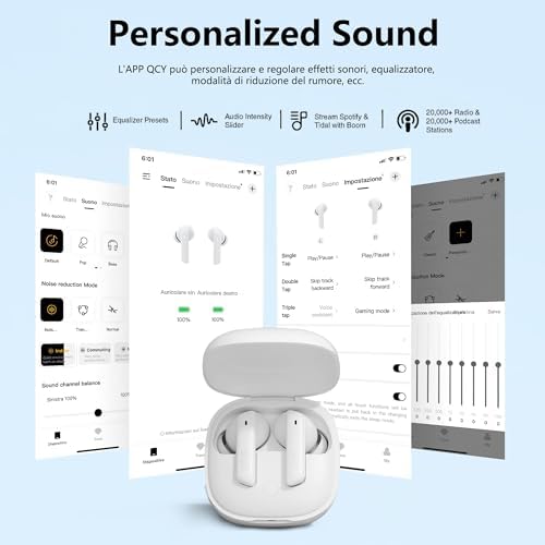 QCY HT05 Active Noise Cancelling Wireless Earbuds – Bluetooth 5.2 Headphones with 30-Hour Playtime, AI-Enhanced Call Clarity, 6 Mics, Anti-Wind Noise, and Customizable EQ App for Tailored Sound Experience
