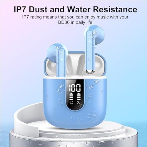 Jesebang Pink Bluetooth 5.3 Wireless Earbuds – Stylish Stereo Earphones with ENC Microphone, 30-Hour Playtime, IP7 Waterproof Rating for Gym & Outdoor Adventures, Dual LED Battery Display – Ultimate Audio Freedom on the Move