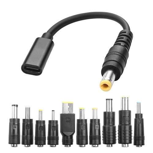 Ultimate 65 W USB-C to DC Adapter Cable with 10 Interchangeable Connectors – Universal Power Charging Solution for Laptops and Gadgets – Compact and Portable Design for Travel – Fast, Safe, and Versatile Charging for Multiple Devices – Compatible with Major Brands Including Dell, HP, Lenovo, and More – Efficient Power Transfer with Built-in PD Trigger Chip and Robust Cable Construction – Ideal for Laptops, Bluetooth Speakers, Routers, and Small Electronics – Perfect for On-the-Go Professionals and Tech Enthusiasts – Simplify Your Charging Needs with One Cable Solution – Lightweight and Easy to Carry for All Your Power Requirements