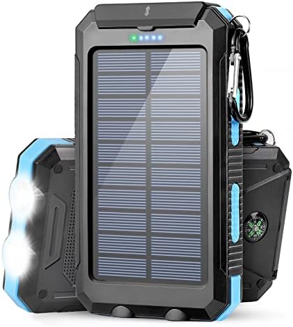 High-Capacity 38,800 m Ah Suscell Solar Power Bank – Dual USB Fast Charging with Enhanced Compatibility for i Phone and Samsung Galaxy – Essential Hiking and Camping Accessory with Emergency LED Flashlights for Safety and Eco-Friendly Solar Charging