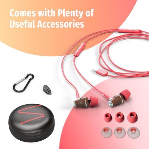 Elevate Your Audio Experience with Symphonized Premium Wooden Wired Earphones – USB C, Deep Bass & 3 D Sound, Enhanced Noise Cancellation (90%) for i Phone 15-16 & Android Devices – Perfect for Music Lovers and Professionals Seeking Superior Sound Quality