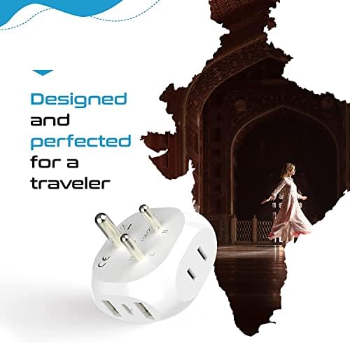 Ultra-Compact 5-in-1 Travel Power Adapter for India, Pakistan & More – Rapid Charge 3.1 Dual USB & USB-C Ports for Bangladesh & Maldives – Lightweight Design for Effortless Global Device Charging on Your Journeys