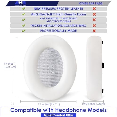 Upgrade Your Bose Quiet Comfort Ultra Wireless Headphones with Premium QC Ultra Replacement Ear Pad and Headband Cushion Kit – Effortless DIY Installation for Ultimate Comfort and Enhanced Sound Quality in Elegant Black Finish