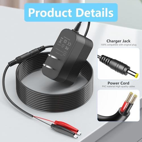 Rapid 14.6 V Lithium Iron Phosphate Battery Charger with Dual Alligator Clips – Fast-Acting AC Power Adapter for 12 V Li Fe PO4 Battery Packs – Enhanced Safety Features, Lightweight Design, and Universal Compatibility for Talentcell Solutions