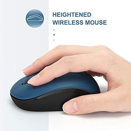 Light Blue Wireless Mouse – Ultra-Quiet 2.4 GHz Noiseless Computer Mouse with USB Receiver for Seamless Windows Experience – Portable, Ergonomic Design for Home, Office, or Travel