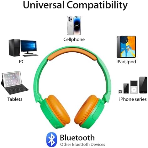 Contixo KB-5 Safe Listening Bluetooth Headphones for Kids – Foldable Over-Ear Design with 85 d B Volume Limiting – Stylish Pink & Blue Headphones for Comfortable Listening – Effortless Wireless Pairing with All Devices for Young Music Enthusiasts