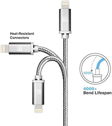 LAX MFi Certified Lightning Cable for i Phone & i Pad – 6 ft Durable Braided USB Cord with Fast Charging Capability for Enhanced Performance and Compatibility Across All Devices