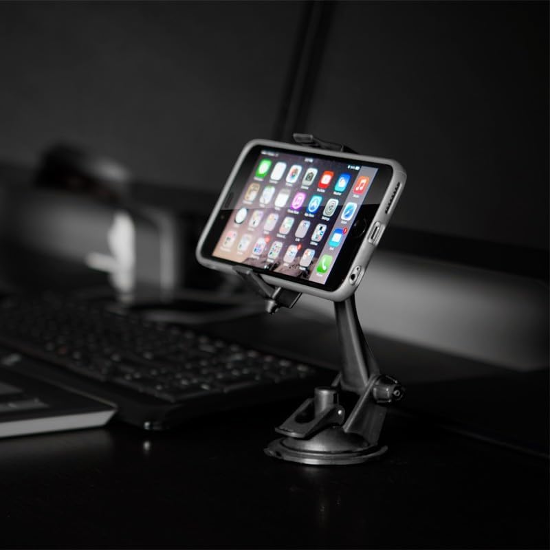 Unleash Driving Efficiency with ARKON Mounts Mobile Grip 2 Phone Car Suction Mount – Advanced 360° Adjustable Holder for i Phone, Samsung, Google, and Huawei | Robust Suction Power for Optimal Stability | Hands-Free GPS Accessory for Safe Navigation and Seamless Connectivity