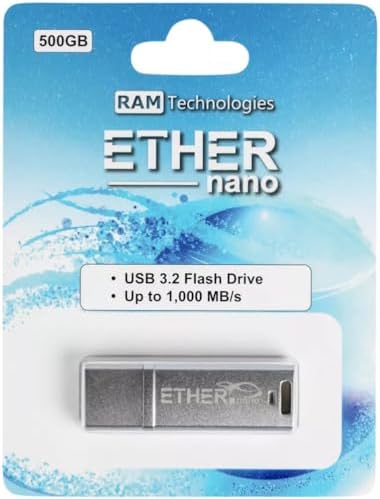 Ultra-Fast 250 GB Ether Nano USB 3.2 Flash Drive SSD – Lightning Speed Up to 1000 MB/s for Gamers and Professionals – Durable Aluminum Design with Enhanced Device Compatibility – Compact and Portable Storage Solution