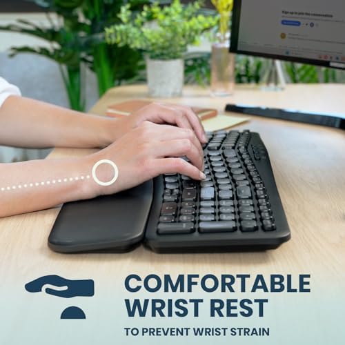 Revolutionize Your Typing with the Perixx PERIBOARD-636 B US Wireless Ergonomic Compact USB Keyboard – Silent Typing, Detachable Wrist Rest & Built-In Number Pad for Ultimate Comfort and Efficiency – Perfect for Home and Office Use