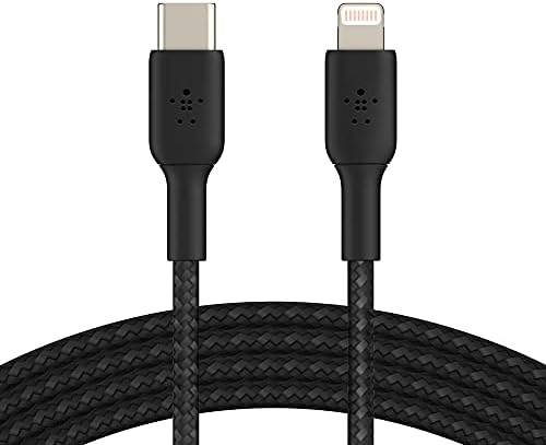 Belkin Boost Charge 6.6 ft Nylon Braided USB C to Lightning Cable – MFi Certified Fast Charging Cord for i Phone 14 & 13 – 18 W Power Delivery for Rapid Device Charging – Durable, Tangle-Free Design for Home and Office Use – Premium Quality Apple Charger Cable