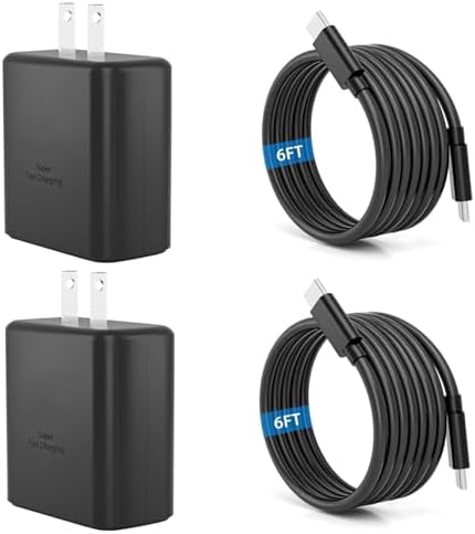 High-Powered 45 W Samsung Fast Charger with 6 ft USB C Cable – Ultimate Charging Solution for Galaxy S25 Ultra/Plus, S24, S23 and Note Series – Enhanced Speed, Durability, and Safety Features for Uninterrupted Performance