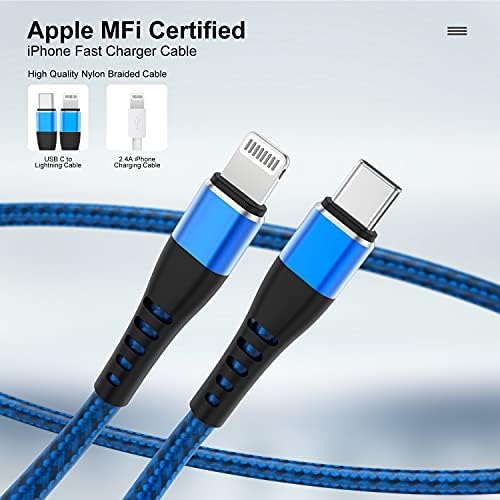 Premium 4 Pack USB C to Lightning Charging Cables – 6 FT Fast Charging Cord for i Phone 14 & Earlier Models – Durable, High-Performance Replacement for Apple Charger – Enhanced Compatibility for Quick Charge Needs – Perfect for Home, Office, and Travel Use