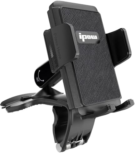 IPOW 360-Degree Rotation Car Dashboard Phone Clip Holder – Secure Smartphone Mount for i Phone 15, 14, 13 Pro Max & 4-7 Inch Devices – Premium Automotive Accessory for Hands-Free Navigation & Enhanced Safety in Any Vehicle