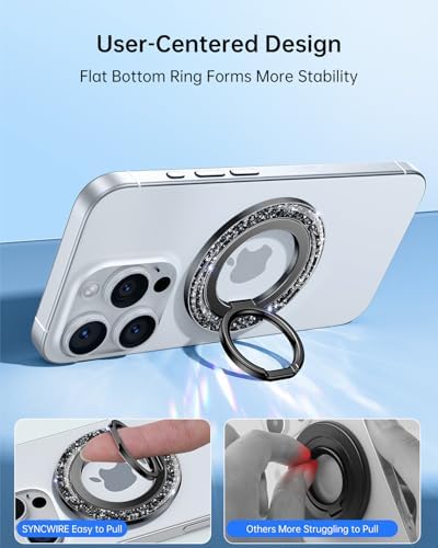 Syncwire Magnetic Phone Ring Holder – Titanium Alloy Kickstand for i Phone 12-16 Pro Max & Compatible Android Devices – Ergonomic Design, Enhanced Mag Safe Stability, Lightweight Grip for Ultimate Hands-Free Convenience