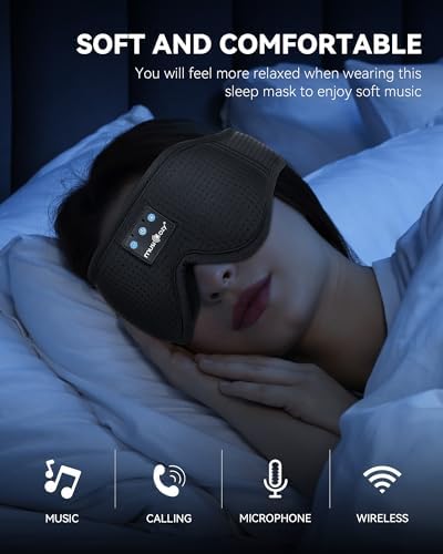 Ultimate Bluetooth Sleep Mask with High-Definition Sound: Perfect for Side Sleepers Seeking Unmatched Comfort and Entertainment – Experience Enhanced Connectivity, Crisp Audio, and Stylish Relaxation for Restful Nights and Mindful Moments – Ideal Gift for Music Lovers and Meditative Souls