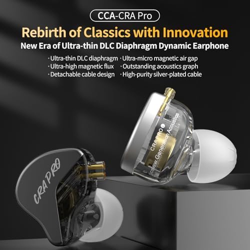 Professional CCA CRA PRO In-Ear Monitor Headphones – Unmatched Audio Clarity with Advanced DLC Diaphragm Dynamic Driver for Deep, Resonant Bass – Ideal for Musicians, DJs, and Sound Engineers – Ultra-Lightweight Design for Long-Term Comfort and Broad Device Compatibility for Studio and Live Performances