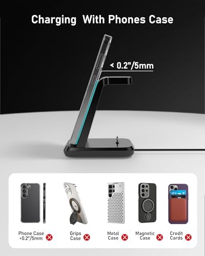 SWIO 3 in 1 Wireless Charging Station for Samsung Devices – Fast Charging Dock for Galaxy Watch 7/Ultra/6/5/4/3, S25 S24 S23 S22 S21 S20, Note 20/10, Z Fold 4/3, and Buds Pro – Space-Saving Design with Enhanced Compatibility and Rapid Power Delivery