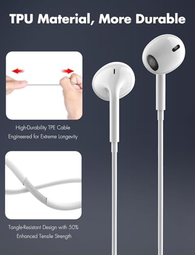 Antool Wired Earbuds for i Phone – Premium Noise-Isolating Earbuds with Superior Call Clarity – Convenient 2-Pack for Exceptional Comfort and Value – Perfect for Music, Podcasts, and On-the-Go Listening Experience