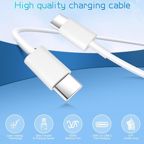 Ultra-Fast Dual Port USB-C i Phone Charger with 10 FT Quick Lightning Cables – High-Efficiency Charging Block for i Phone 14 Pro Max, 13 Pro, 12, 11, XS, XR, 8, SE – Ideal for Home and Travel, 2-Pack for Maximum Convenience and Speed