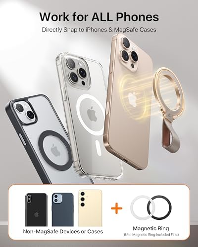 Elevate Your i Phone Experience with the andobil 2025 Premium Leather Magnetic Phone Grip – Unmatched Stability & Adjustable Kickstand for Seamless Mag Safe Integration, Compatible with i Phone 16 Pro Max/15/14/13 in Elegant Brown – Luxurious Design Meets Exceptional Functionality