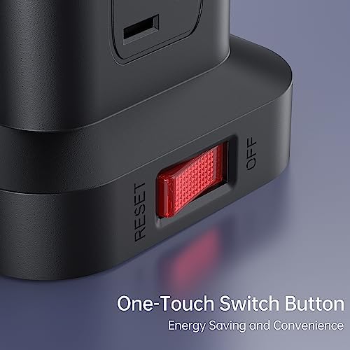 15 FT USB C Surge Protector Power Tower with 12 AC Outlets & 4 Rapid Charging USB Ports – Ultimate Overload Protection for Home and Travel Efficiency – Compact, Versatile Charging Solution for Modern Devices
