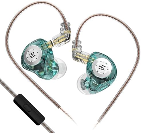 KZ EDX Pro Wired Earphones – Cutting-Edge In-Ear Monitors with Dual Dynamic Drivers for Exceptional Hi-Fi Sound, Advanced Noise Cancellation, and Integrated Microphone – Stylish Cyan Finish for Ultimate Comfort and Device Versatility