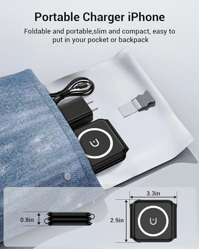Ultimate 3-in-1 Magnetic Wireless Charging Station – Fast and Portable Mag-Safe Charger for i Phone 16/15/14/13/12 Series, Apple Watch & Air Pods with Adapter Included – Compact Design for Effortless Travel and Enhanced Device Compatibility