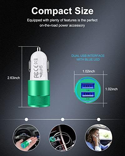 Rapid Charge Dual USB Car Charger Set – 2-Pack, 3.4 A High-Speed Adapter for i Phone 15/14/13/12/11 Pro Max & Samsung Galaxy S23/S22/S21 – Compact Design with Enhanced Safety and Compatibility for Effortless On-the-Go Power Solutions