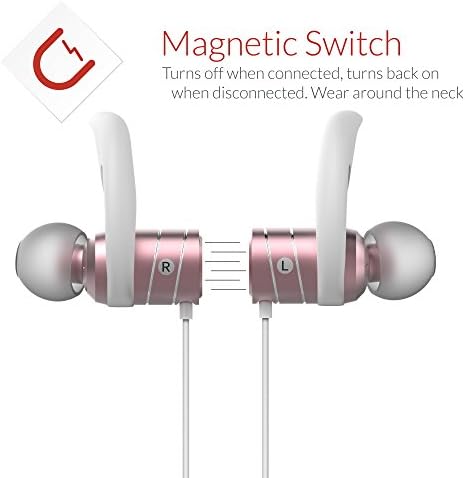 Crave Octane Wireless Bluetooth Earbuds – Premium In-Ear Stereo Headphones with 8-Hour Battery Life, Sweat & Water-Resistant Design, Magnetic Storage, Built-in Mic, Elegant Rose Gold Finish for Active Lifestyles and Seamless Connectivity