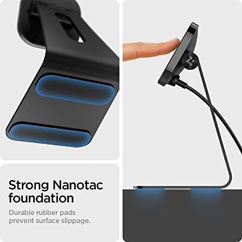 Spigen One Tap Mag Fit Wireless Charger Mount for i Phone 16/15/14/13/12 & Air Pods Pro – Effortless Magnetic Charging Stand with Innovative One Tap Technology, Sophisticated Black Finish, Enhanced Mag Safe Support, and Non-Slip Stability for Seamless Home and Office Charging Solutions