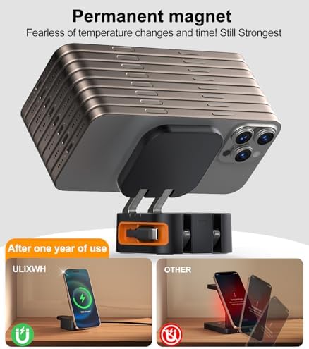 2025 3-in-1 Magnetic Wireless Charging Station for Apple Devices – Fast 15 W Mag Safe Charger with Retractable Cable and Foldable Stand for i Phone 16/15/14/13/12 Pro Max, Apple Watch, and Air Pods – Ultimate Portability and Enhanced Safety Features