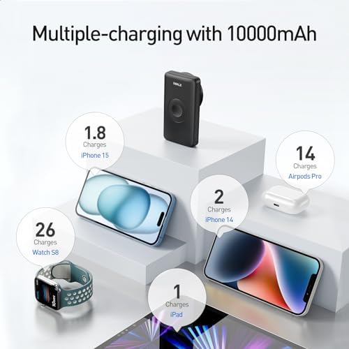 i WALK MAG-X Magnetic Wireless Power Bank with Integrated Apple Watch Charger – 10000 m Ah PD Fast Charging Solution for i Phone 16/15/14/13/12 Series and Apple Watch Ultra/8/7/6/5/4 – Ultimate Portability and Efficiency for On-the-Go Charging