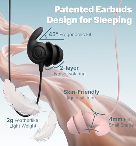 Ultra-Lightweight Hmusic Sleep Earbuds – 3.5 mm Wired Headphones with 30 d B Noise Isolation for Uninterrupted Relaxation – Snail Flat Design Perfect for Sleep, Travel, and Meditation – Crafted from Soft Silicone for Ultimate Comfort and Durability – Ideal for Audiobooks and Stress Relief