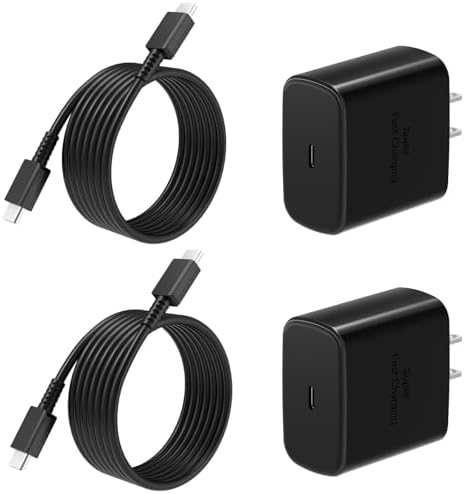45 W Dual-Pack USB-C Fast Charger with 6 FT Cable – Universal Compatibility for Samsung Galaxy S25+/Ultra, i Phone 16/15 & More – Rapid Power Delivery with PPS Technology for Enhanced Device Efficiency