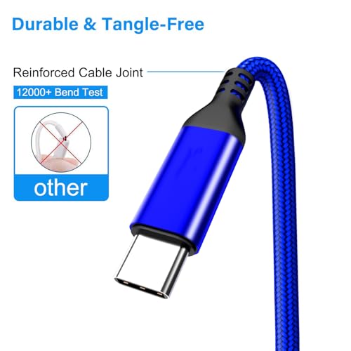High-Speed USB Type C Cable 3-Pack – Durable Nylon Braided Charger for i Phone 16, Galaxy S24 & PS5 – Versatile 10 ft, 6.6 ft, 3.3 ft Lengths for Rapid Charging and Data Transfer – Enhanced Compatibility for All Modern Devices