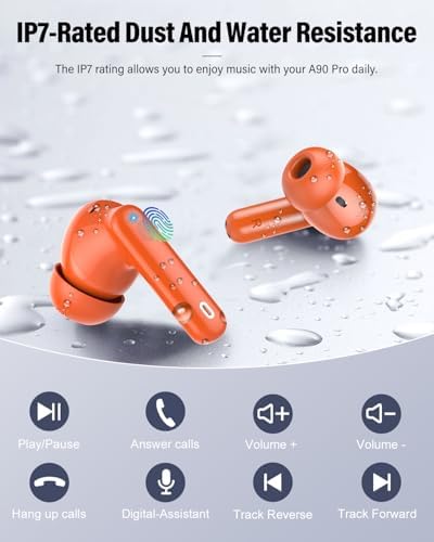 Elevate Your Audio Experience with Rose Gold Wireless Earbuds – Bluetooth 5.4 Connectivity, IP7 Waterproof Protection, and 36-Hour Playtime – Perfect for Active Lifestyles, Sports, and Seamless Communication – Stylish Comfort and Superior Noise-Cancellation for Uninterrupted Listening