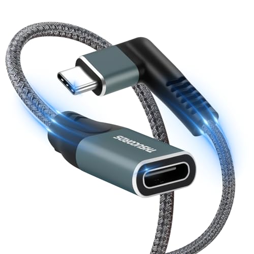 High-Performance 100 W USB C Extension Cable 0.3 FT – 2 Pack | 10 Gbps Right Angle Male to Female Adapter for Seamless Charging & Data Transfer | Compatible with Mac Book, i Pad Pro, Nintendo Switch & Steam Deck | Enhanced Durability & Versatile Connectivity Solutions