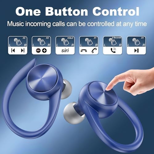 Elevate Your Audio Experience with Game Xtrem Bluetooth 5.3 Wireless Earbuds – Unmatched 60-Hour Battery Life, Deep Bass Sound for Total Immersion, and IPX7 Waterproof Design – Tailored for Active Lifestyles with Secure Over-Ear Hooks for Ultimate Stability and Enhanced ENC Microphone for Clear Calls – Ideal for Fitness Enthusiasts, Runners, and Daily Use.