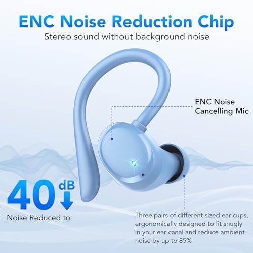 Tiksounds Bluetooth 5.3 Sport Earbuds – Ultimate 72-Hour Playtime with Powerful Deep Bass, Ergonomic Earhook Design & Advanced Four-Microphone Noise Cancellation, IP7 Waterproof for All-Weather Performance, LED Battery Display – Ideal for Fitness Enthusiasts and Everyday Use