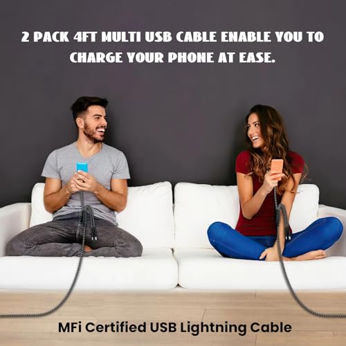 240 W 4-in-1 USB C Charging Cable – 6 FT Multi-Device Power Solution with LED Indicator for i Phone 16/15/14 Pro, Mac, i Pad, Samsung S25/S24 – Fast Charging Compatibility, Durable Design for Home & Travel