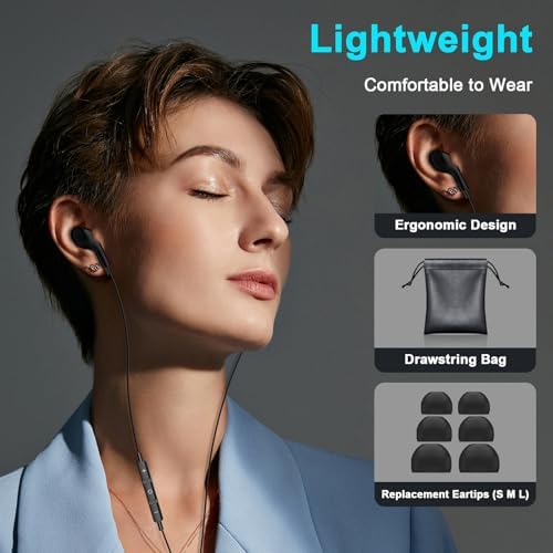 Premium USB C Earbuds for i Phone 16 & Samsung Galaxy Series – High-Fidelity Noise Cancelling Wired Headphones with Built-in Mic for Pixel 9 & One Plus 12 – Sleek Black Design for Ultimate Comfort and Clarity – Perfect for Music & Calls