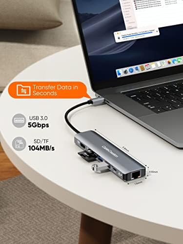 Unlock Ultimate Connectivity with the 7-in-1 USB C Hub 4 K 60 Hz | Cable Creation Multiport Adapter for Seamless 1 Gbps Ethernet, Stunning HDMI Display, Dual USB 3.0 Ports, 100 W PD Charging & SD/TF Card Support – Perfect for Mac Book Pro, i Pad Pro & Steam Deck Users!