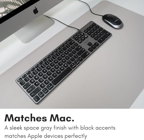 Enhance Your Mac Experience with the Macally Backlit Keyboard – Sleek Space Gray Design, Quiet Operation, and 3 Adjustable Brightness Levels for Optimal Visibility – 107 Keys, USB Wired for Fast Connectivity – Perfect Mac Accessory for Creative Professionals and Everyday Users