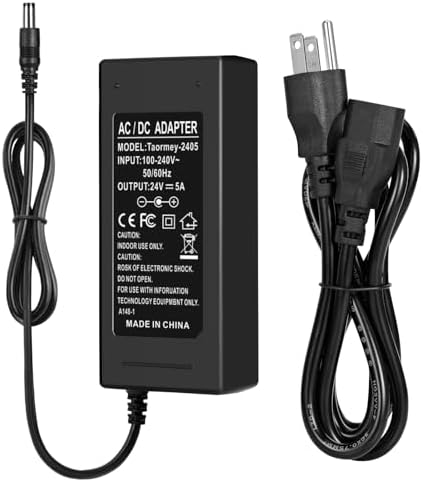 High-Performance 24 V 5 A Universal Power Supply Adapter – AC/DC Converter for LED Strips, CCTV Cameras, and Monitors – 100-240 V Input for Global Compatibility with 5.5 x 2.1 mm Connector – Reliable Power Source with Safety Features for Optimal Device Performance