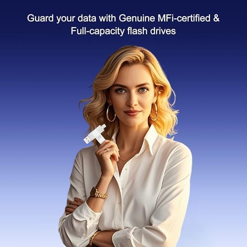 Genuine Apple MFi Certified 128 GB i Phone USB Flash Drive – Real Storage for Effortless Photo Backup & Video Transfer – Lightning Connector with Encrypted Auto Backup – High-Speed, Seamless Compatibility for i Pad & i Phone – Say Goodbye to Fake MFi Clones!