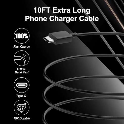 Ultra-Fast 25 W Type C Charger with 10 ft USB C Cable – 3-Pack for Samsung Galaxy Devices Including S25/S24/S23/S22/S21/Note Series – Optimal Charging Efficiency and Versatile Connectivity for Home and Travel