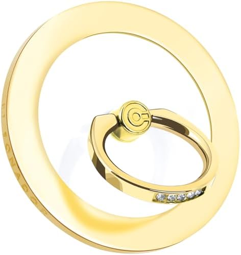 Experience Unmatched Elegance and Functionality with the EI Sonador Magnetic Phone Grip – Premium Transparent Gold Diamond Ring Holder for i Phone 14 Plus, 13, 12 Pro Max & Mini – Ideal for Effortless Selfies and Hands-Free Use, Enhanced Mag Safe Compatibility, Lightweight Removable Design for Ultimate Convenience