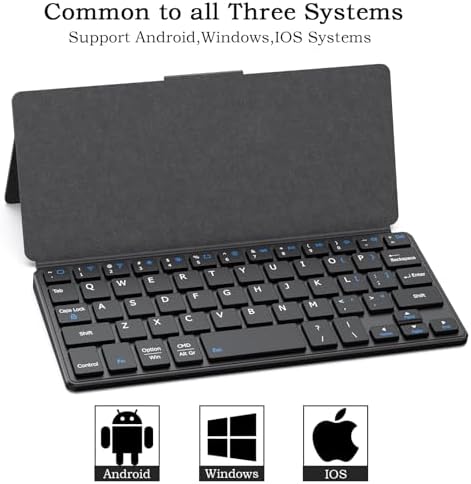 Elevate Your Typing Game: Ultra-Light Portable Mini Wireless Keyboard with Adjustable Angle Stand & Stylish Leather Case – Rechargeable Bluetooth Travel Keyboard for i Pad, Android, Windows & i OS Devices – Enhanced Comfort & Compatibility for Effortless Typing on the Go